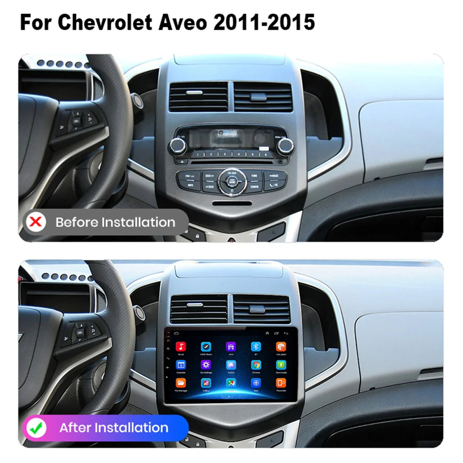 2 Din Android 10 CarPlay For Chevrolet Aveo 2 Sonic T300 2011-2015 Car Radio Multimedia Player Navigation GPS Stereo Autoradio