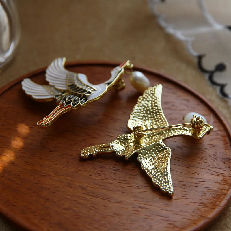 women men crane brooch ins scarf buckle animal jewelry accessories