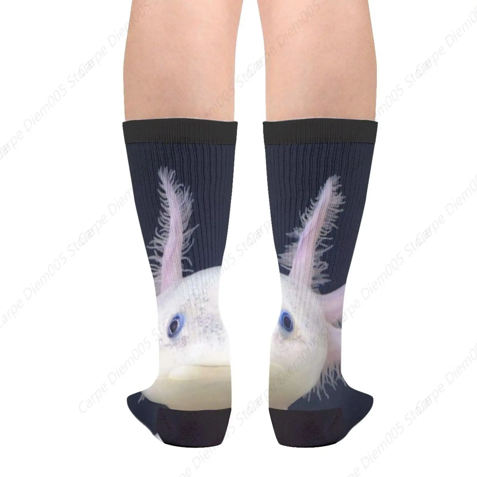 Bonito axolotl kawaii ambbystoma mexicanum novidade diversão tripulação meias moda confortável masculino e feminino vestido louco meias