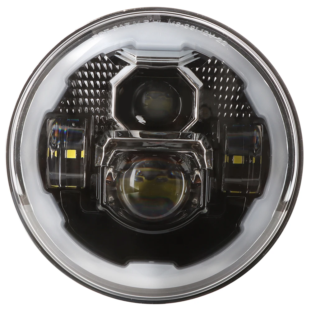 Angel Eyes Halo 7 Inch LED Headlight with DOT and Emark Approval Compatible with Jeep JK for Defender 90/110