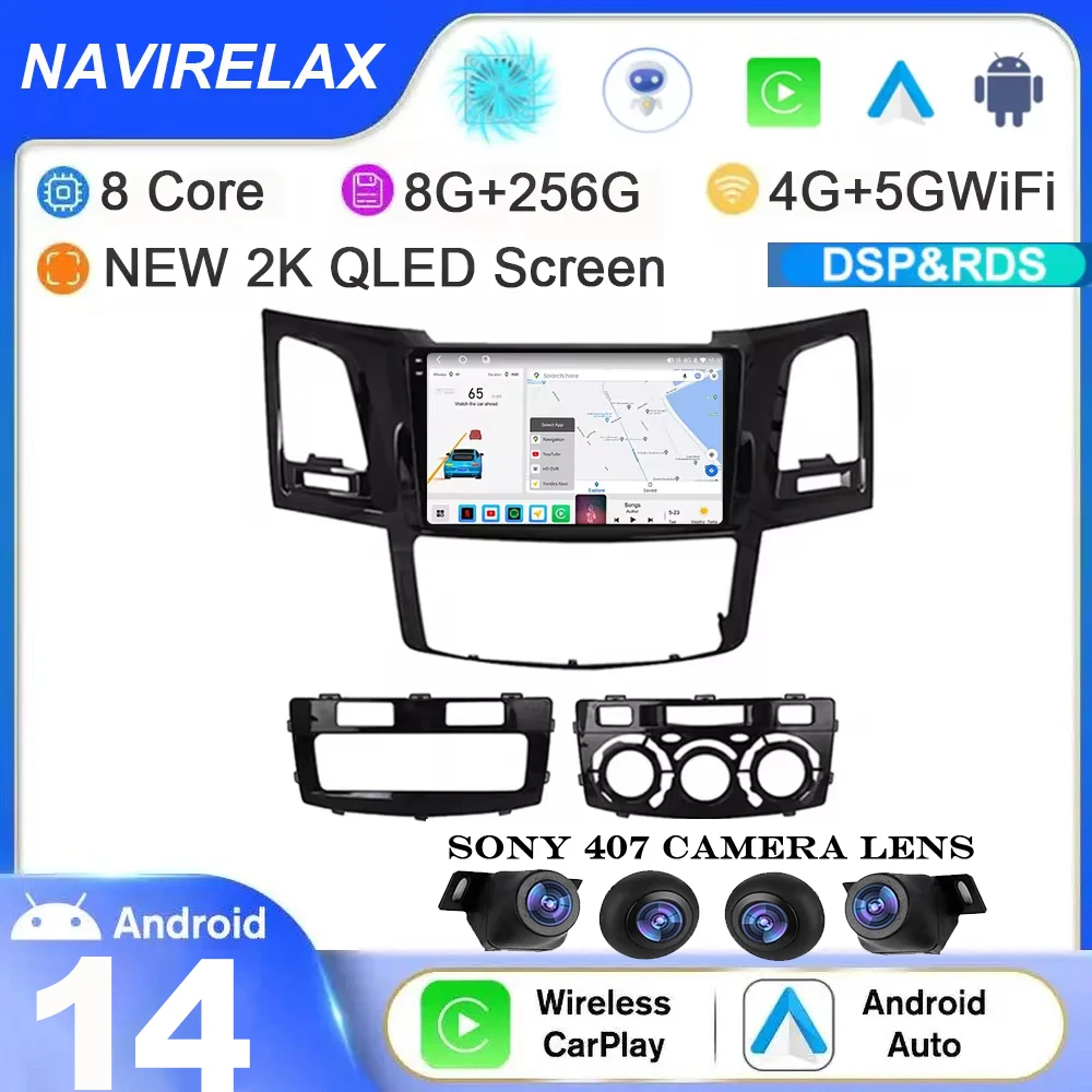 

Android 14 Carpaly Car Radio For Toyota Fortuner Hilux MT AT 2007 2008 2012 2014 2015 Multimedia Video Player GPS Navigation DSP