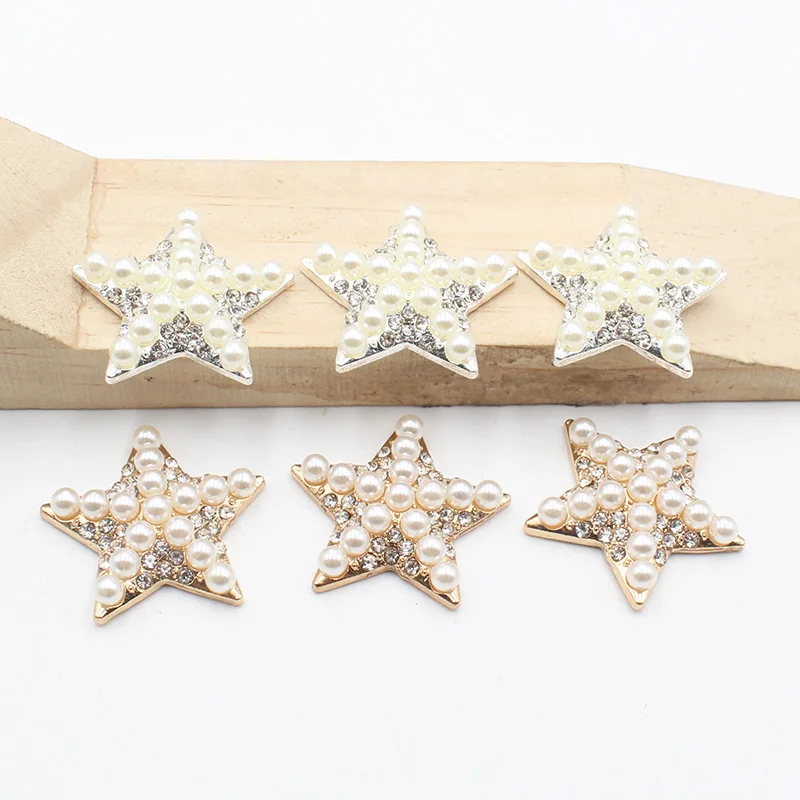 5pcs30mm Starfish Diamond Pearl Alloy Button DIY Clothing Handicraft Decoration Accessories