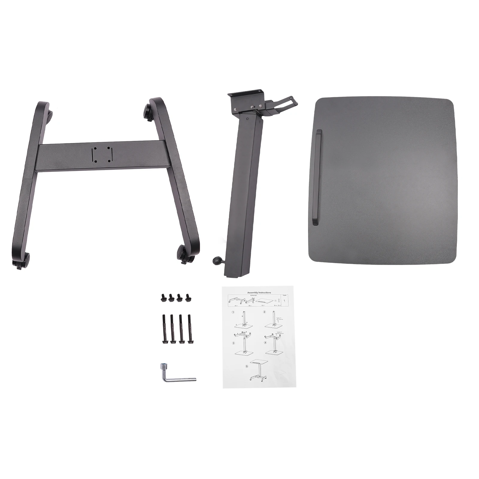 Durable Stand Up Computer Workstation with Adjustable Height and Multi-Angle Desktop, 4 Wheels with Brakes, Sturdy Iron Frame