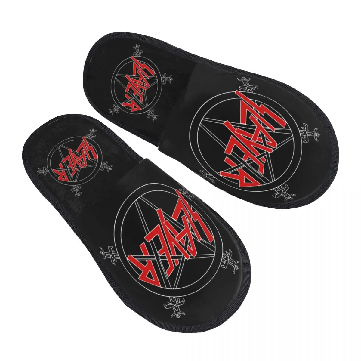 Zapatillas de casa de espuma viscoelástica suave con logotipo personalizado Heavy Metal Rock Slayers, chanclas cálidas y acogedoras antideslizantes