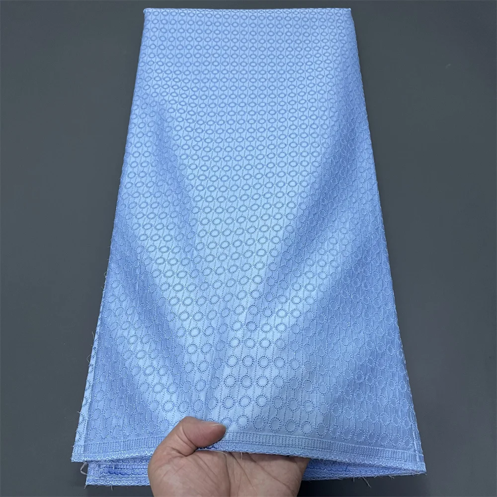 

2025 African Nigerian Tulle Lace Fabric for Dress Sewing High Quality Damask Cotton Pure Embroidery Wedding Party 5Yard hz1389