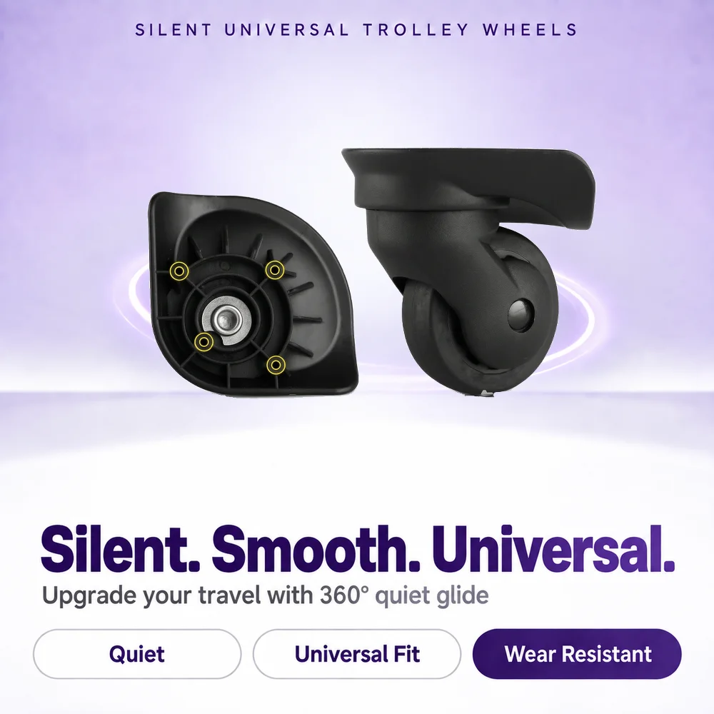 Universal Trolley Case Wheel Repair Kit 360° Swivel Silent Caster Replacement with Screwdriver Accessories for Luggage