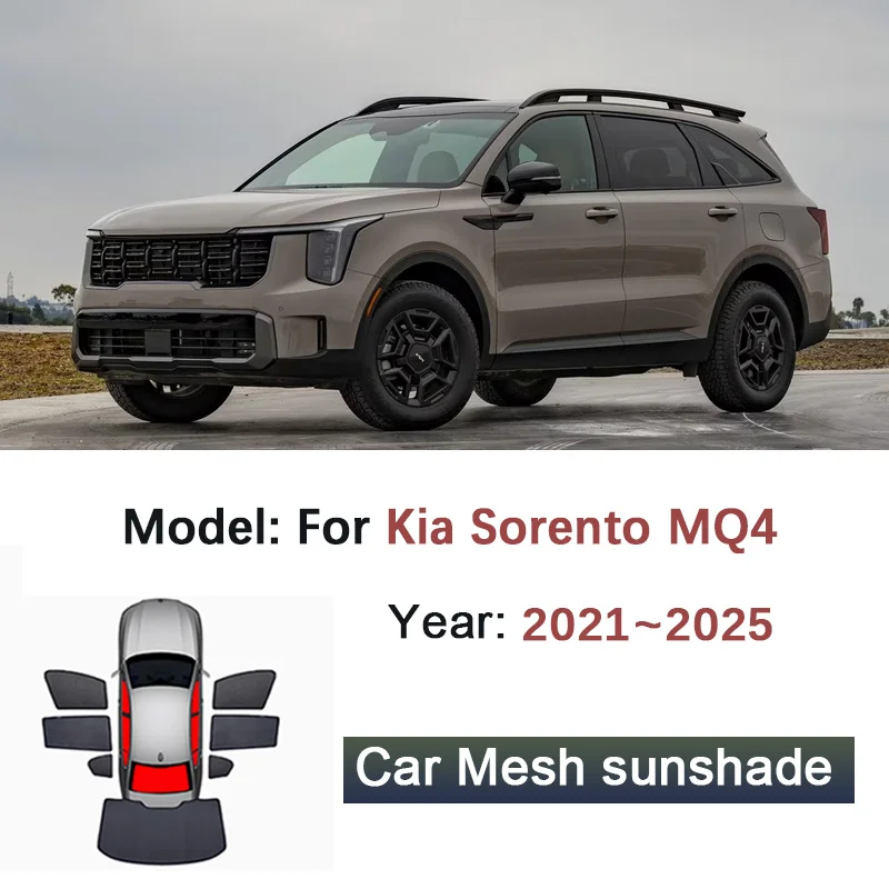 

Car Mesh Sunshades For Kia Sorento MQ4 MK4 2021 2022 2023 2024 2025 Shade Window Magnetic Sun Visor Curtain Stickers Accessories