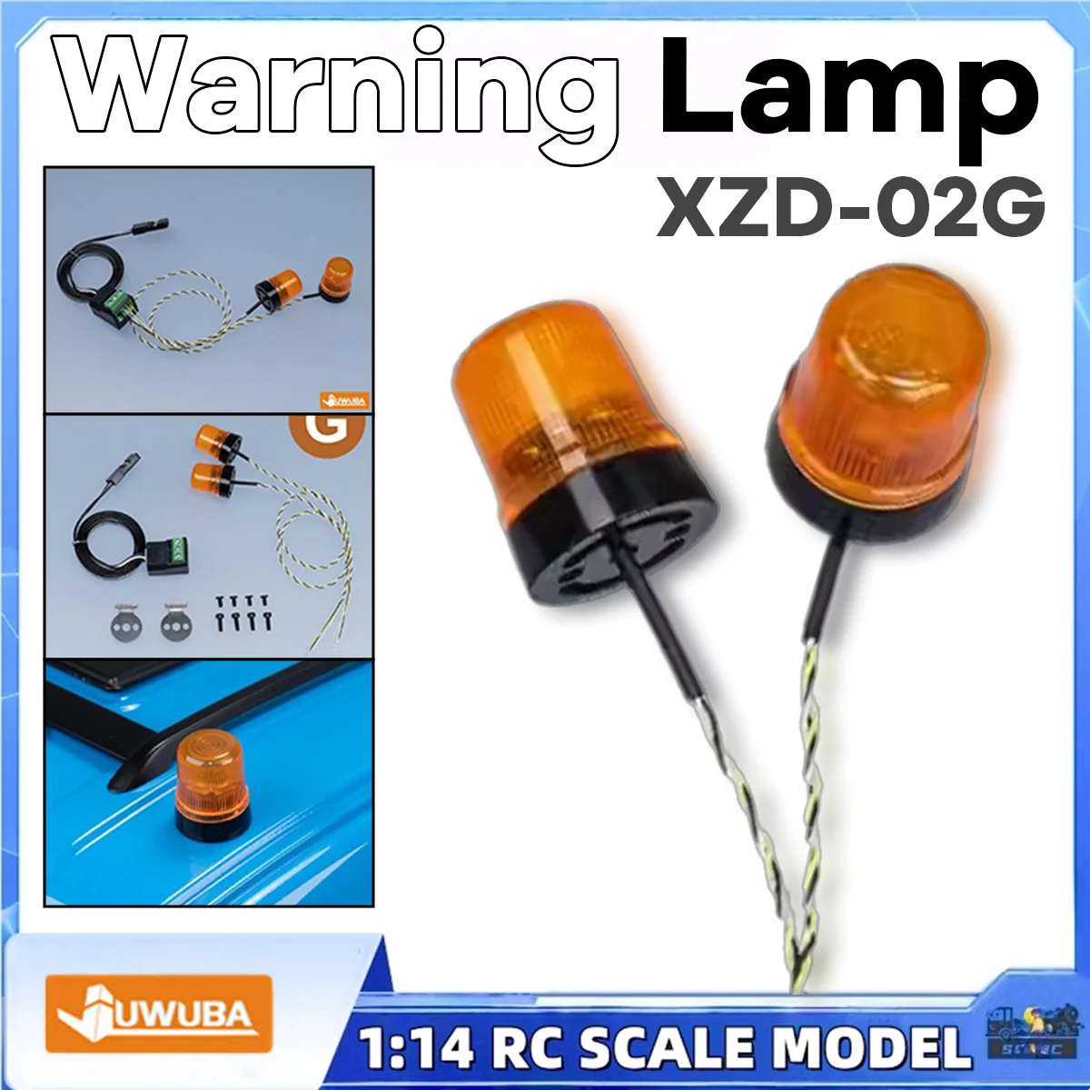 XZD-02G LED Warning Lamp 360 Degree Rotating Light Yellow For 1/14 Tamiyaa RC Dump Truck Tractor SCANIAA JUWUBA Toys Model Parts