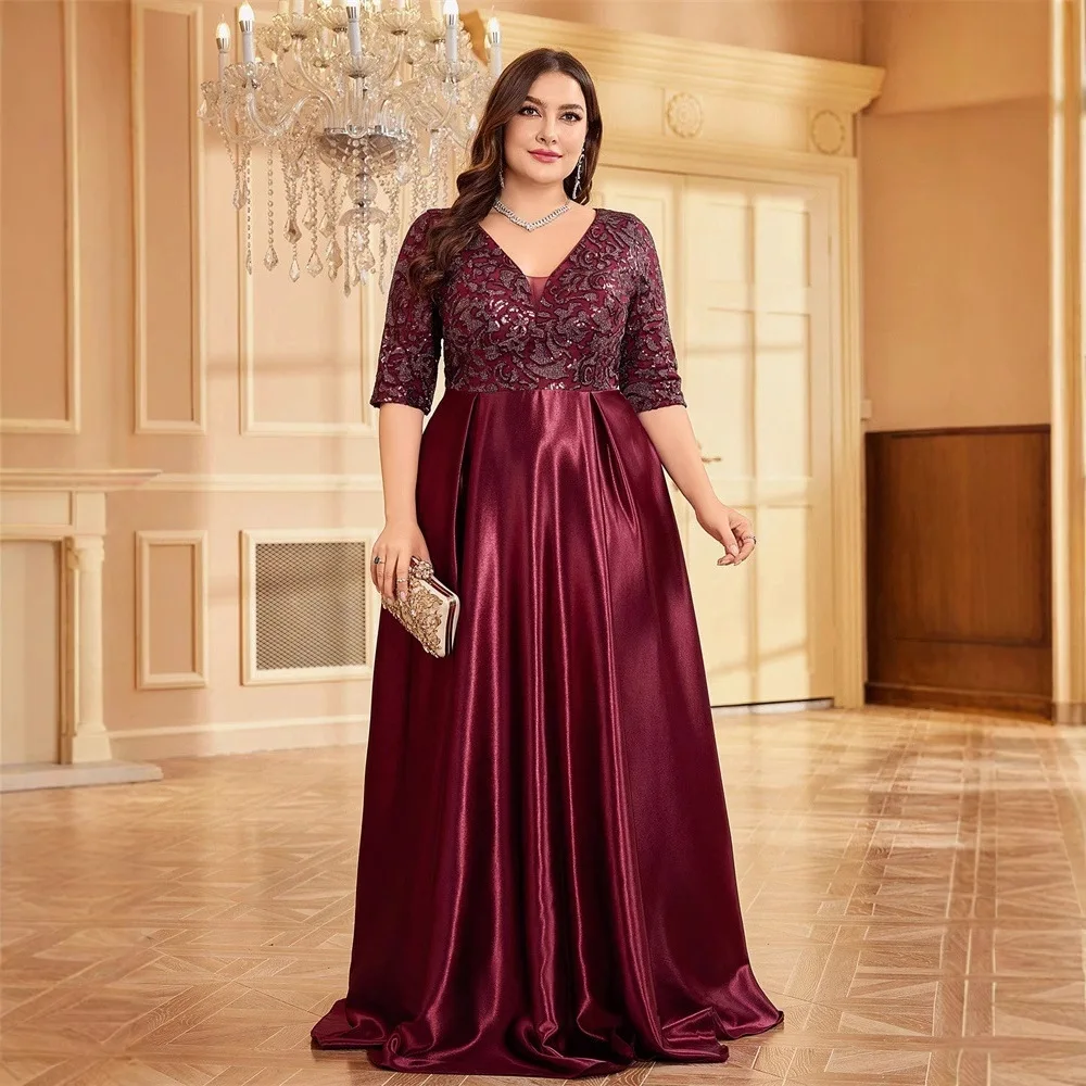 

Ele V-ne ort Sve Midi Dr Faionable Mother's Dr Женская пар Dr Шелковая ткань с низкой талией Лето 2025 г.