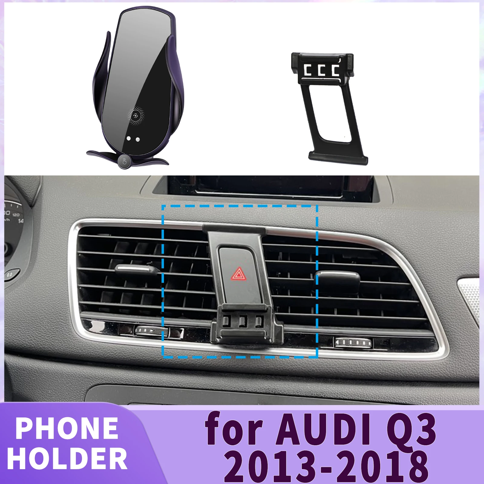

fit for AUDI Q3 2013 2014 2015 2016 2017 2018 ​​Screen Base Phone Holder Mount ​​ Secure Clip Car​​ accessoires