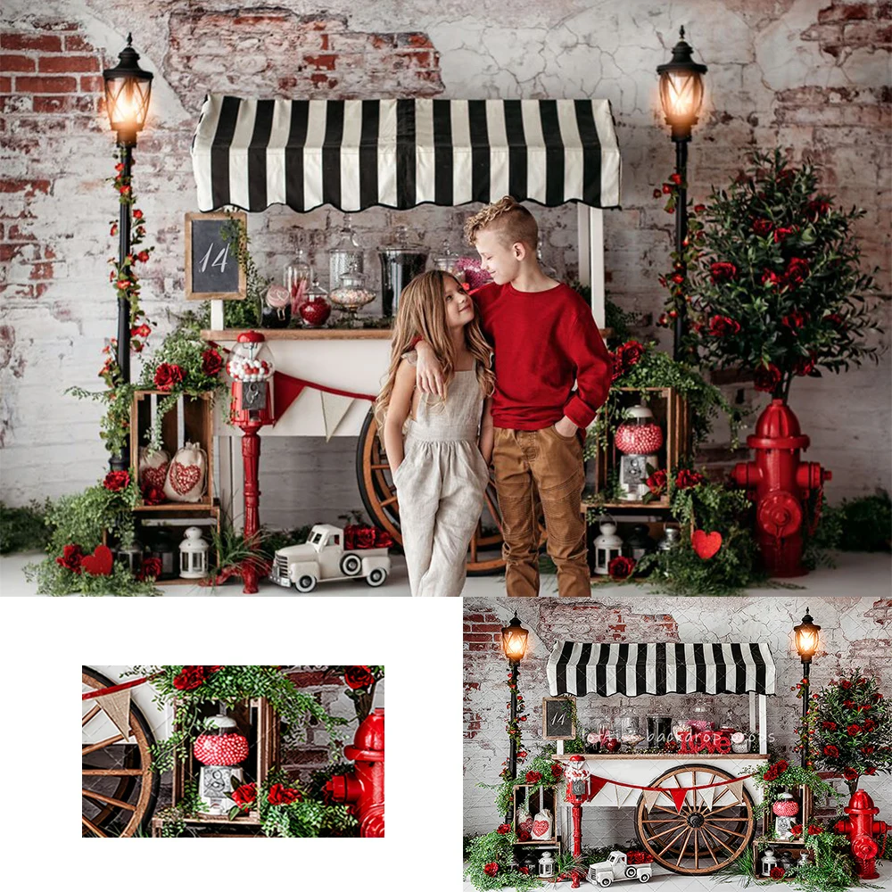 Love Is Sweet Valentine Day Backdrops Kids Adult Photography Props Child Baby Photocall Decors Rose Floral Backgrounds