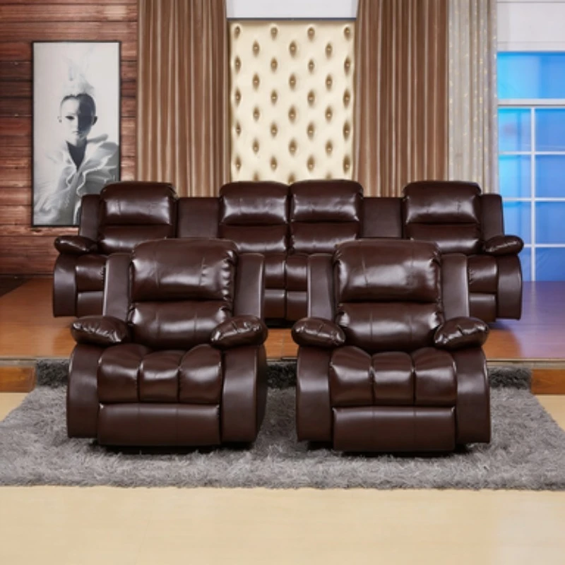 Home Theater Sofa Video Room Villa Living Room Sofa Combination Leather Multifunctional First Class Electric Cabin Sofa Chair