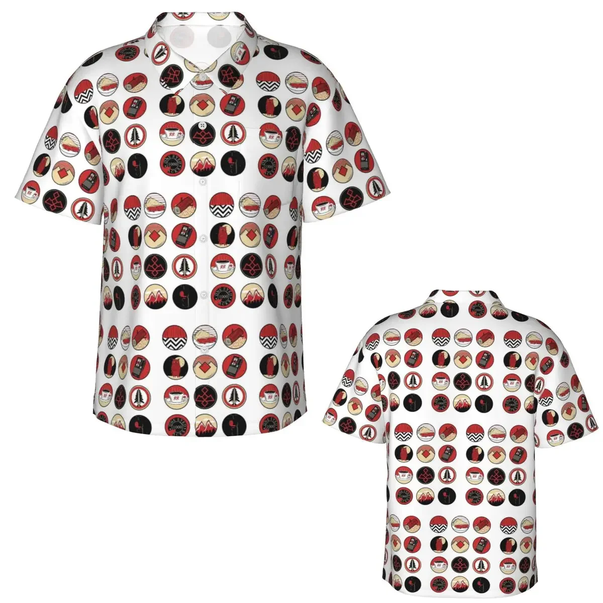 Twin Peaks Red Room Hawaiian Shirts Casual Men Short Sleeve Shirt for Summer Beach Men's Lapel Tops