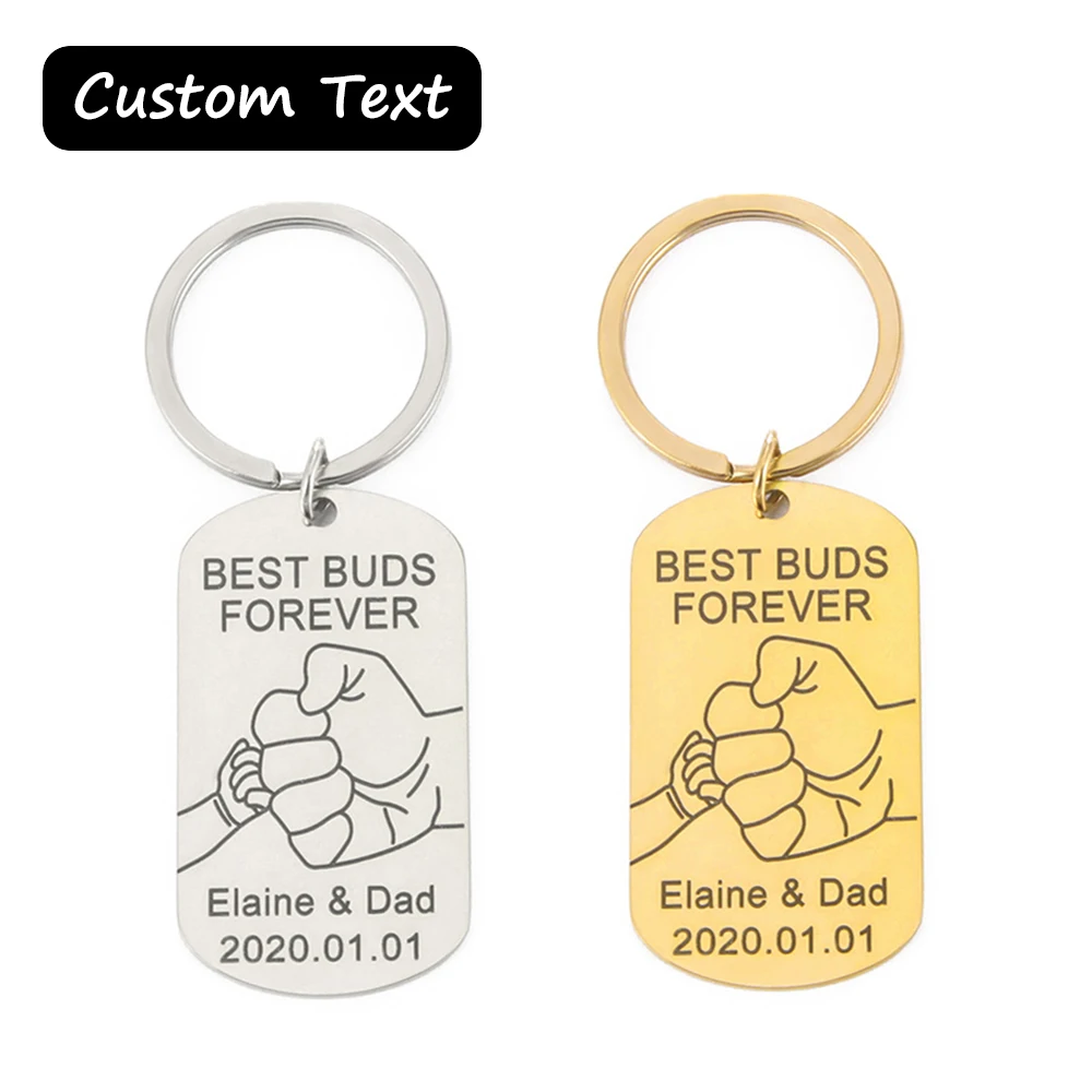 

My Shape Personalized Keychain Dad Kids Fist Bump Keyring Custom Name Birthday Date Customized Father's Day Keyholder Jewelry