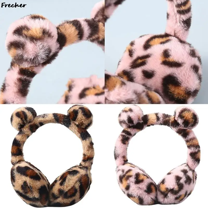 Leopard Plush Earmuffs Lovely Fashion Earflap Winter Skiing Headphone Spring Cold Protection Cat Ear Warmer Cap Ears Cover Warm