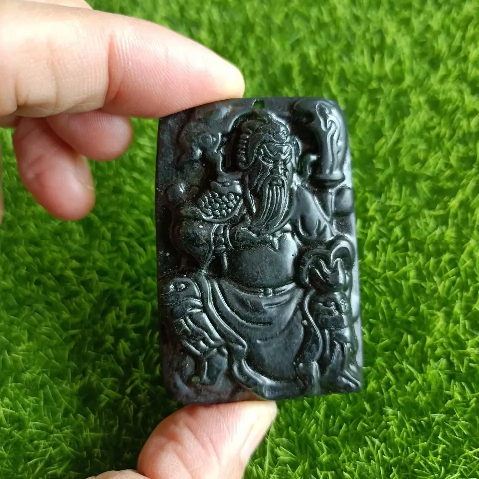 

Natural Tibetan Jade Medicine Wang Shi Wu Caishen Guan Gong Yu Pei Pendant Amulet Pendant Jewelry for Men and Women