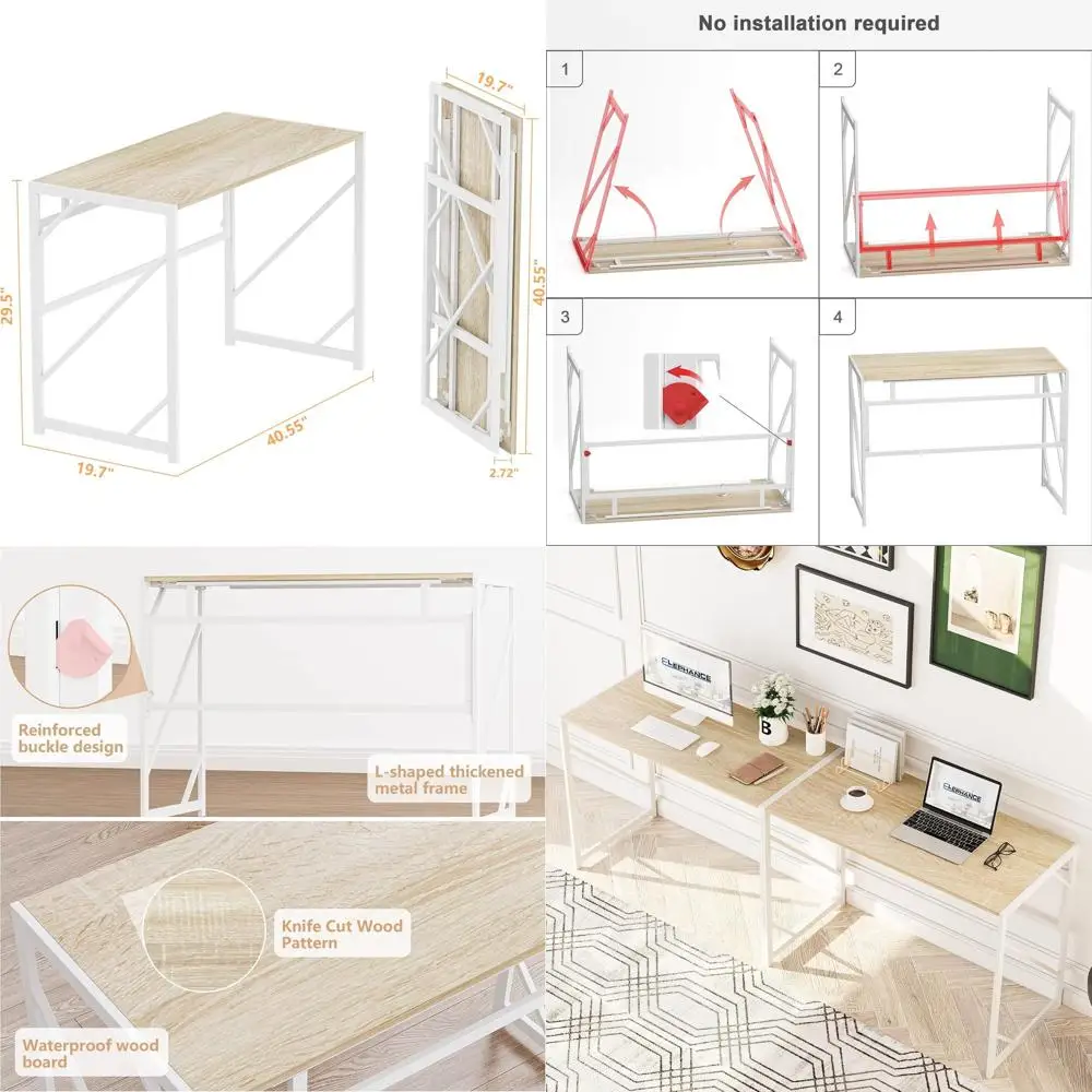 

Compact Foldable Desk for Home Office: Space-Saving Writing Table for Studying and Computing
