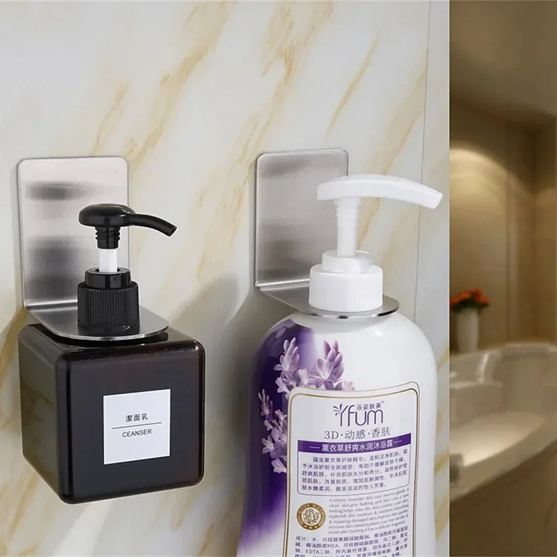 Shower Gel Bottle Rack Hook Hanging Hanger Wall No Drill Paste Bracket Shampoo Soap Liquid Bottle Holder Stand Hook