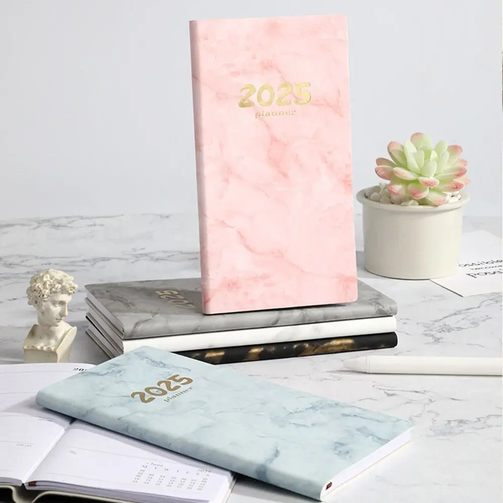 Papel grosso 2025 planejador diário resistente ao desgaste à prova de água forrado caderno calendário marcador agenda bloco de notas ótimo presente
