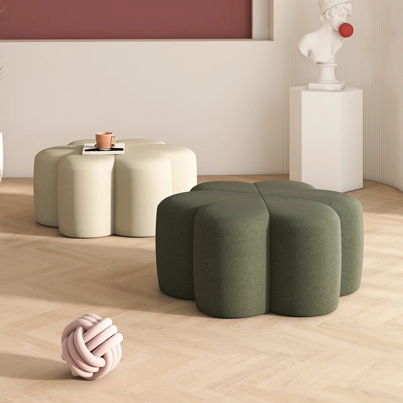 Living Room Sofa Round Stool Velvet Nordic Home Shoes Seat Footrest Mobile Corridor Step Stools Chair Multifunction Furniture