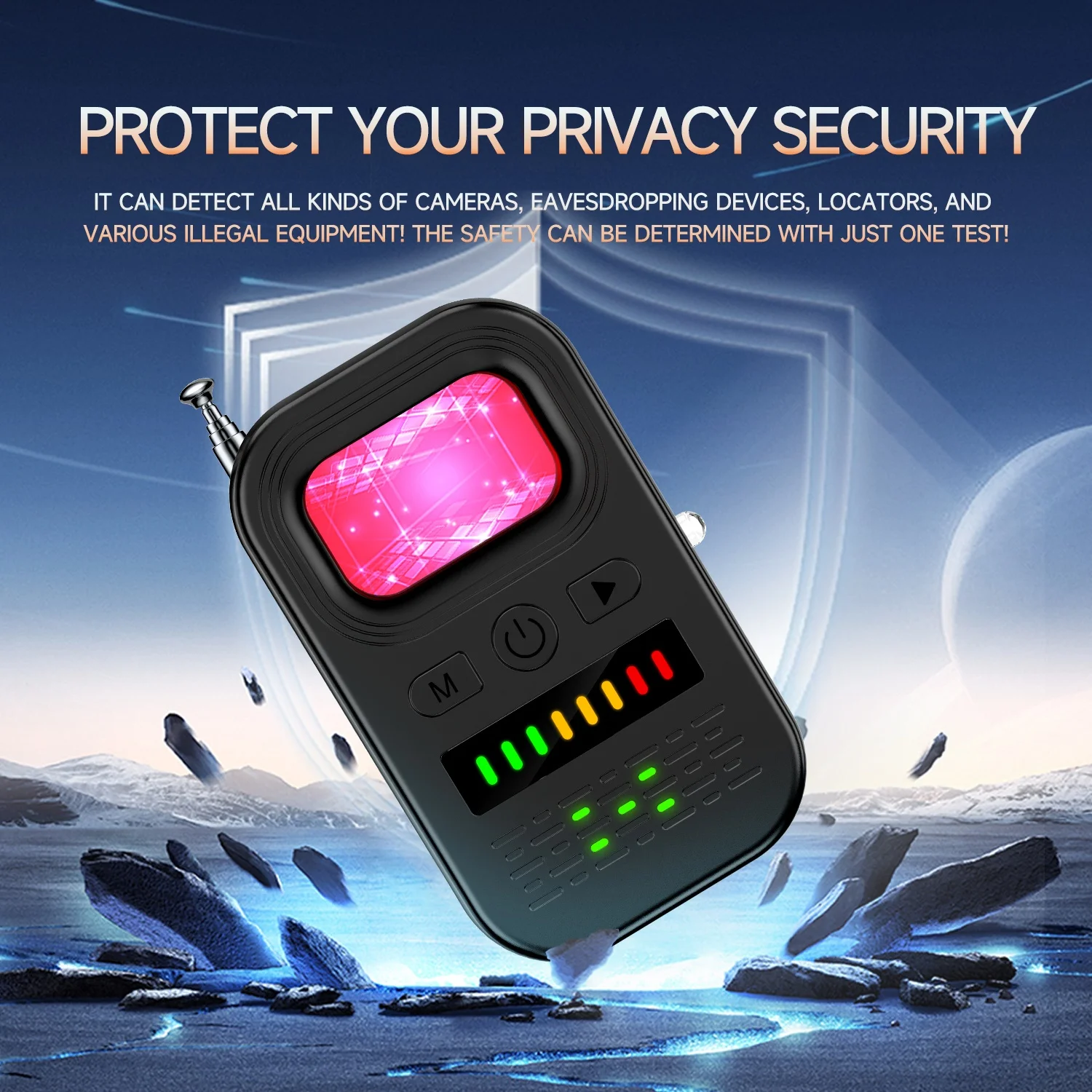 Y66 كاشف الكاميرا الخفية مكافحة سيارة لتحديد المواقع المقتفي جهاز الاستماع علة RF اللاسلكية جميع أدوات الماسح الضوئي إشارة الحماية الأمنية