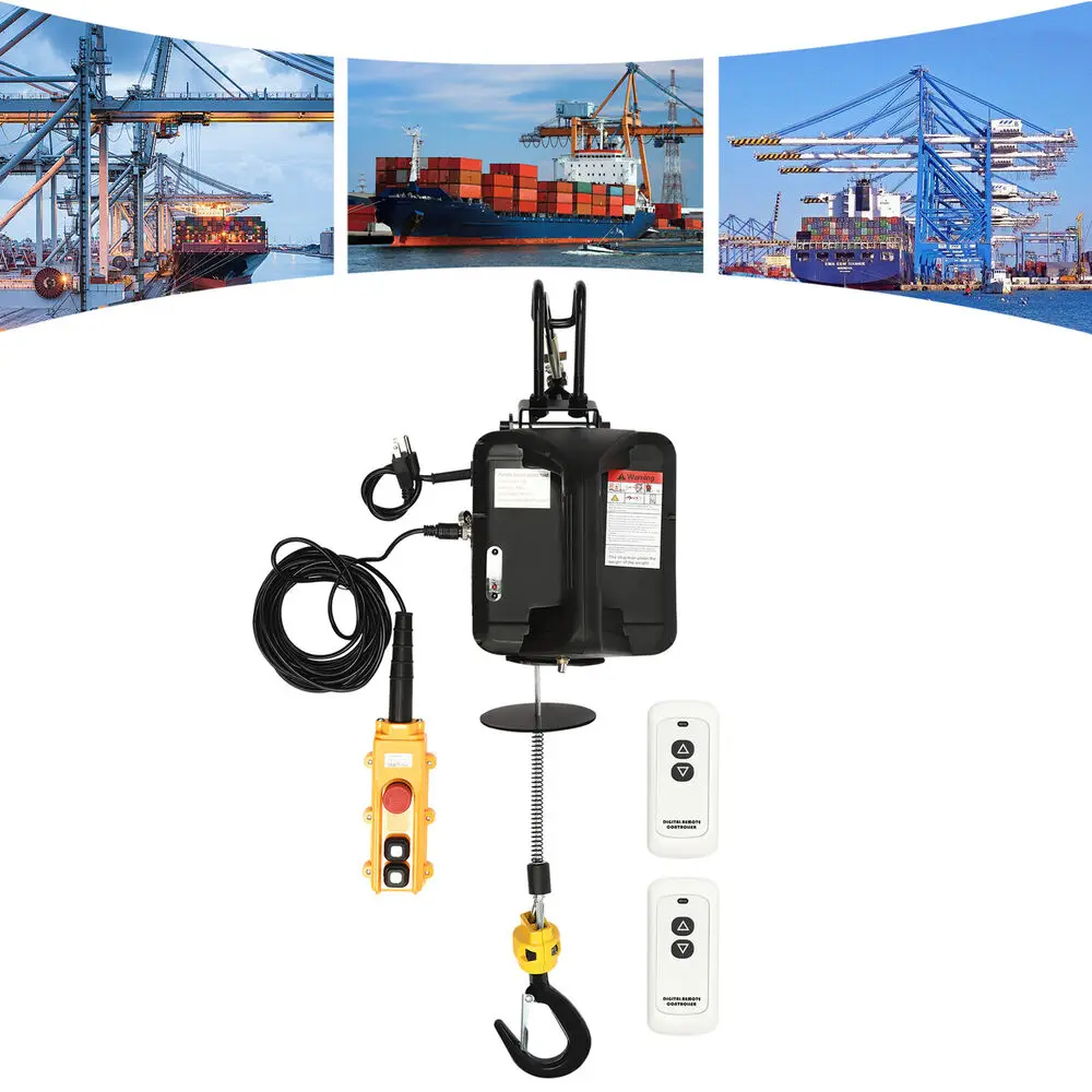 3in1 Portable Electric Hoist Winch 1100lbs Wired/Wireless Remote Control 25ft