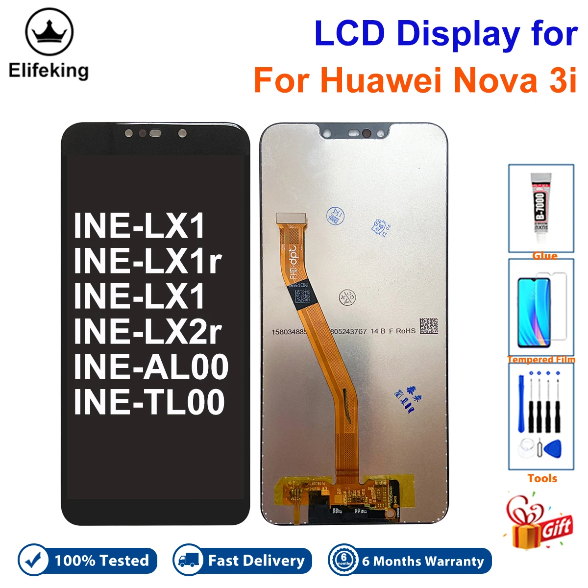 Lcd for Huawei nova 3i LCD Touch Screen Display LCD Digitizer Replacement Repair Spare Parts for Huawei nova 3i INE-LX1 LX2