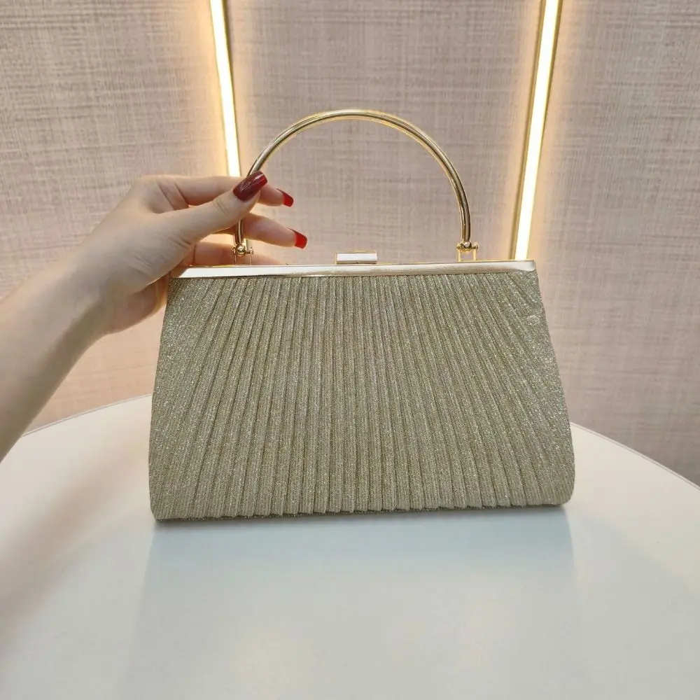 Shoulder Bag Fashionable Women Evening Handbag Elegant Glitter Crossbody Bag Pleated Luxury Chain Dinner Purse Female