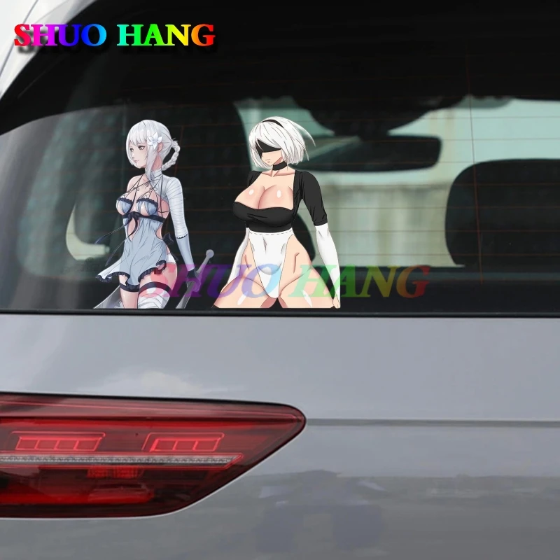 NieR Automata 2B Render Anime Sexy Girl Bumper Motorcycle Fashionable Decal Car Stickers JDM Car Accessories Cartoon Graphics