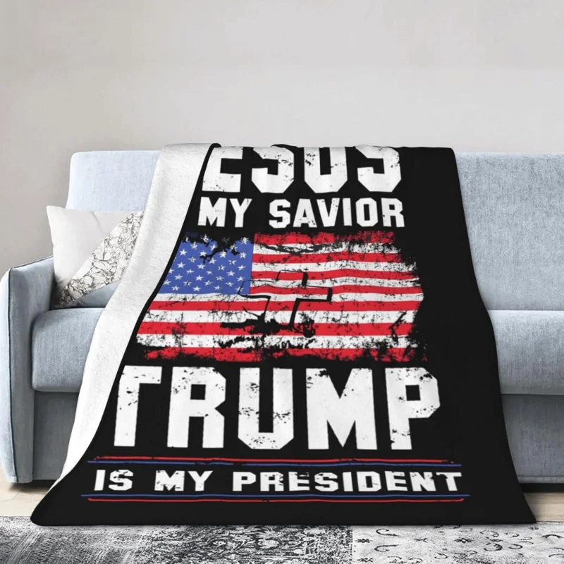 Jesus is My Savior Trump is My President 2024 Save America Blanket Lightweight Throw Soft Flannel Fleece Throw Blankets