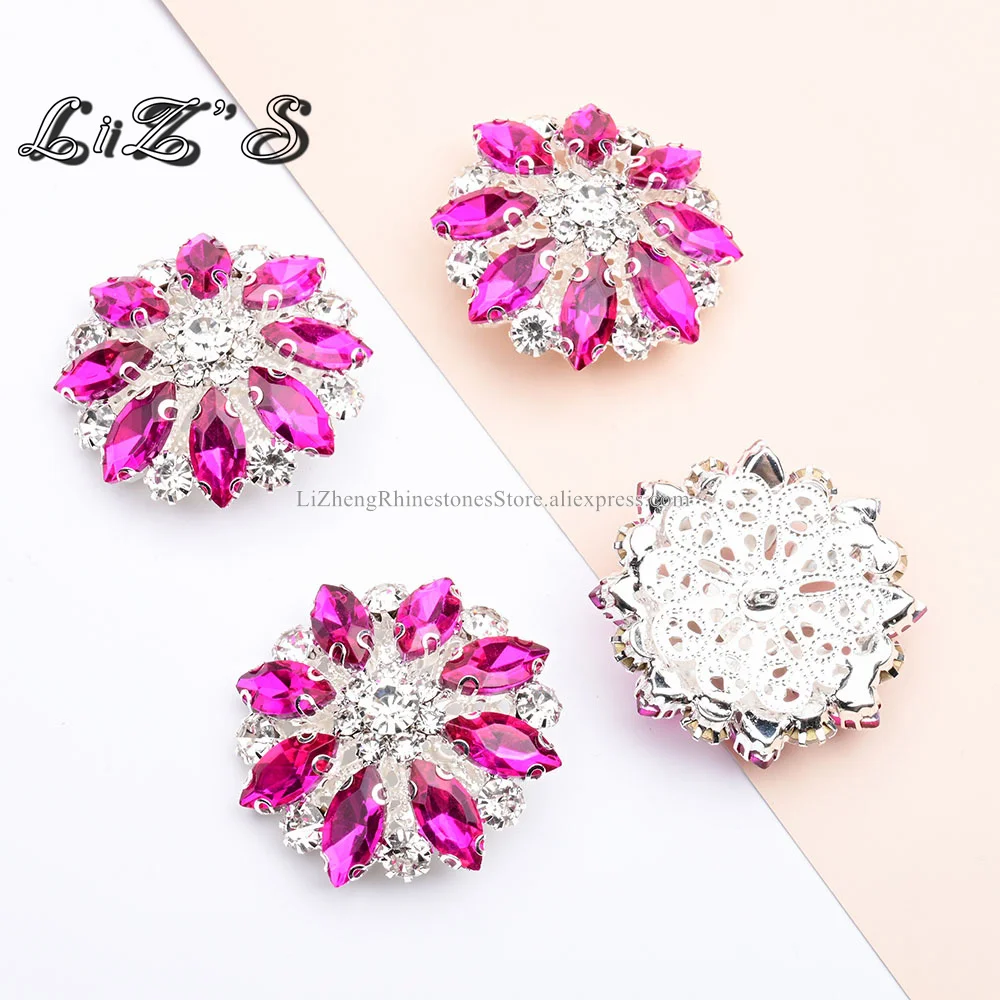 Kancing Kristal Rhinestone Potongan Marquise Gaya Bulat untuk Jahitan Pakaian Buatan Tangan Dekoratif Berkilau untuk Gaun Tas Kostum