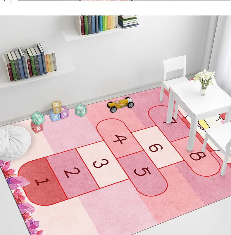 Cartoon Cute Children Carpet Living Room Kids Crawling Jumping Plaid Play Mats Boy Girl Bedroom Bedside Rug Home Decor