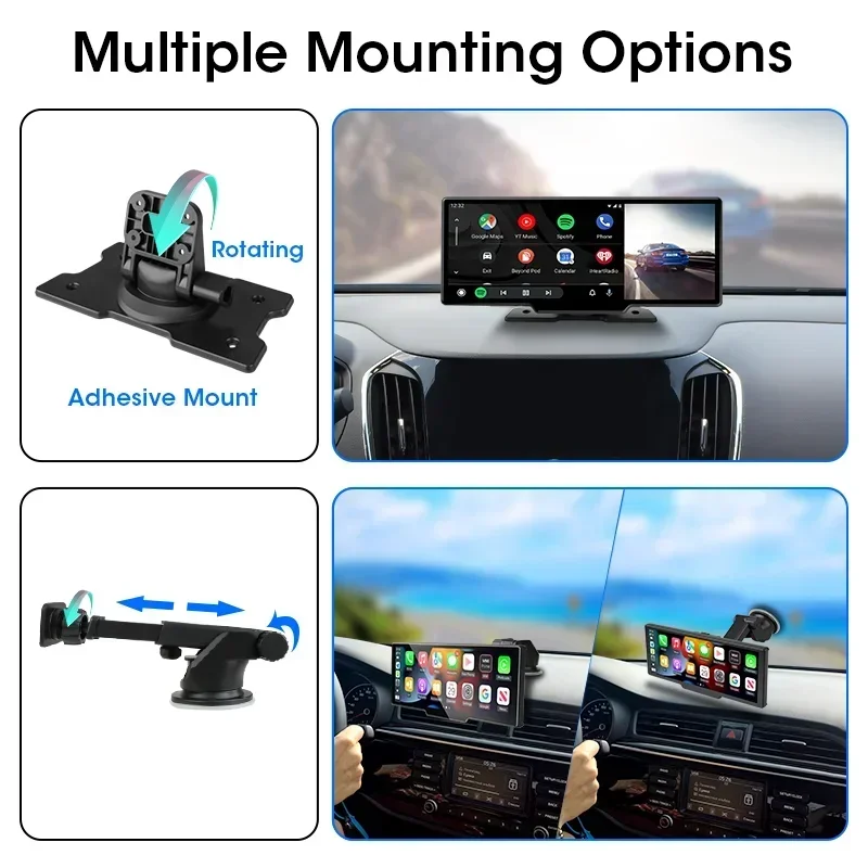 10.26\'\' Car Dash Cam 4K ADAS Wireless CarPlay Android Auto GPS Navi Video Recorder Monitor Multimedia Rearview Camera Dashboard