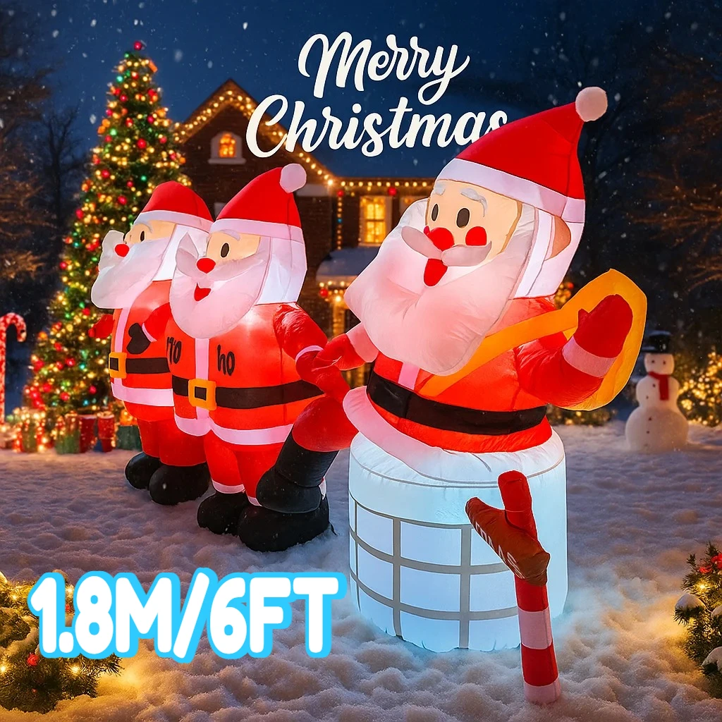 

1,8 м/6 футов Санта-Клаус семейный рождественский декор домашние надувные игрушки со светодиодной подсветкой двор рождественский орнамент вечерние праздничные украшения «сделай сам»