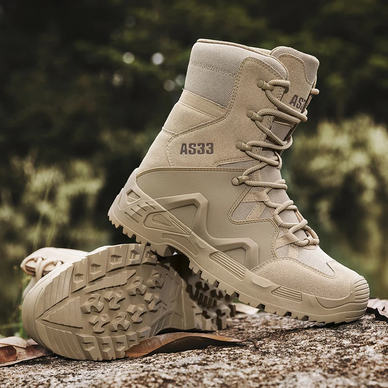 

Outdoor Jungle Camping Military Boots Men High Top Big Size Military Combat Casual Sneakers Male Non-Slip Tactical Hiking Shoes