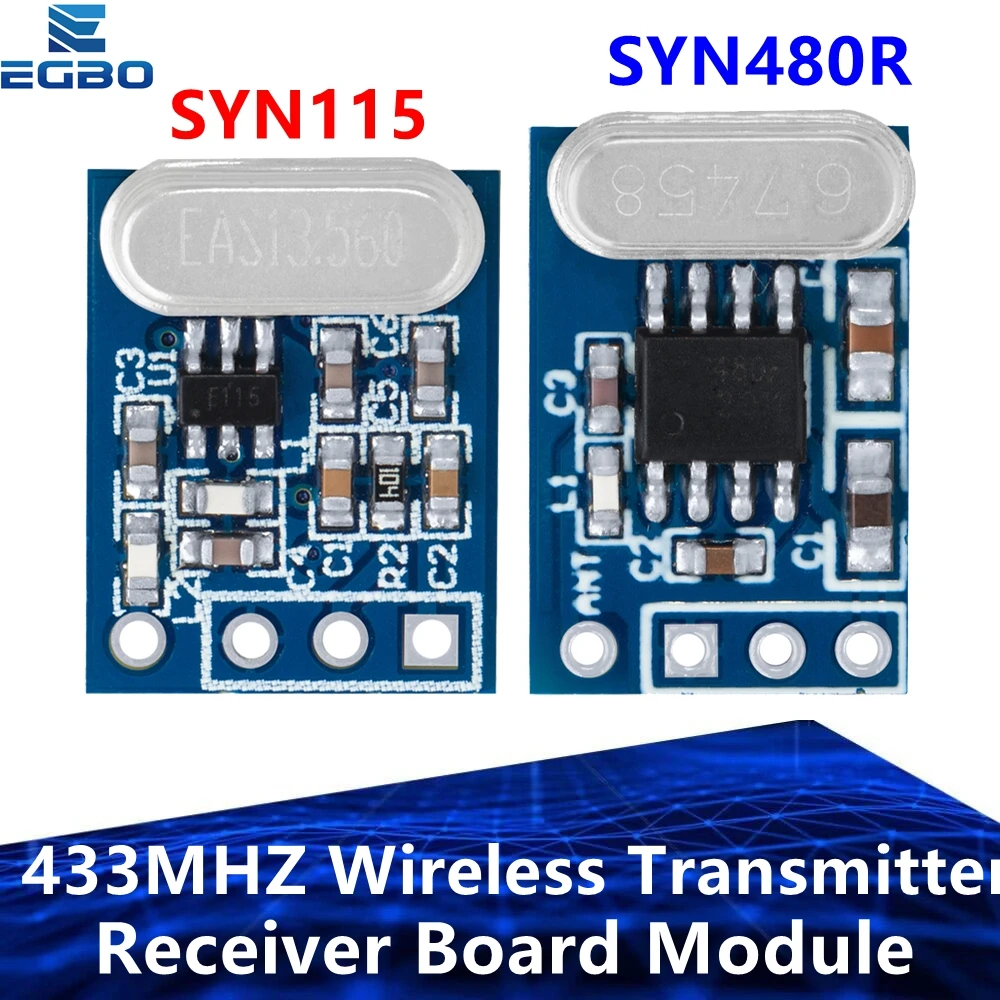 1~5PCS EGBO 433MHZ Wireless Transmitter Receiver Board Module SYN115 SYN480R ASK/OOK Chip PCB for arduino