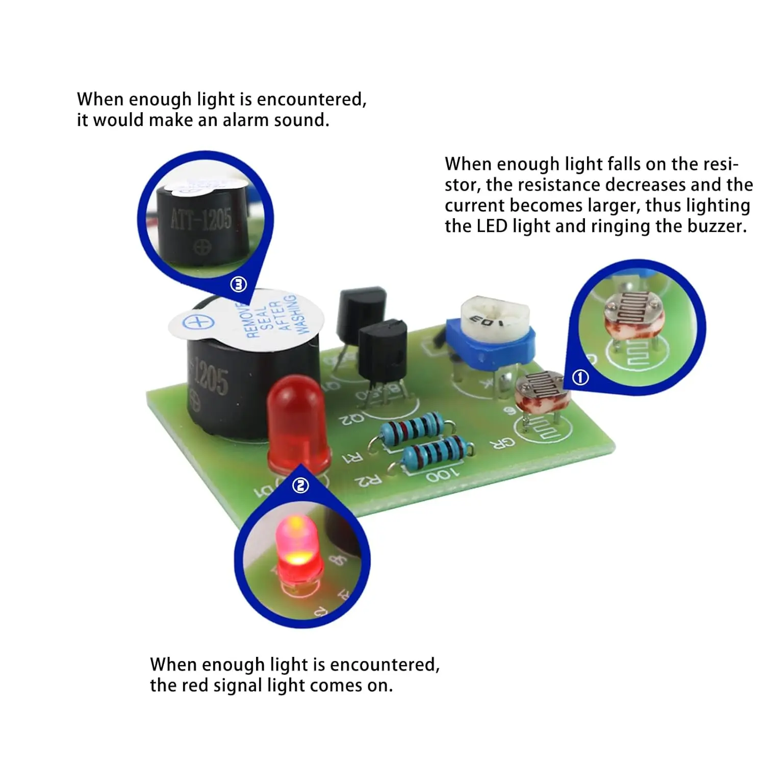 2 قطعة مجموعة ممارسة اللحام لتقوم بها بنفسك إنذار الصوت والضوء الحساسة LED المكونات في مجموعة دوائر كهربائية تعلم مجموعة لحام للمبتدئين #5