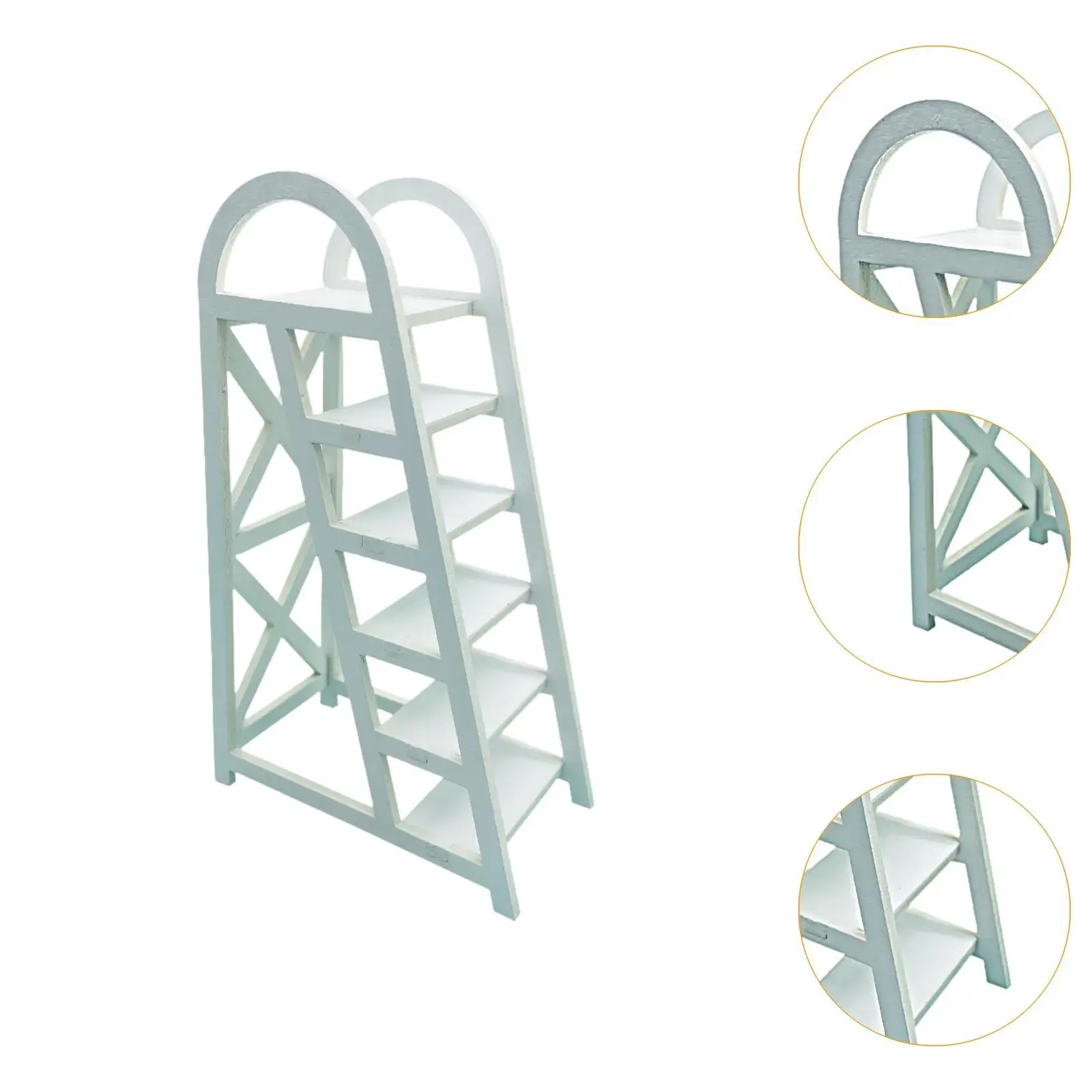 1/12 ミニラダー 1/12 6段ラダー、ガーデンラダー、風景装飾ミニチュアラダー、幅広ペダル付き、庭用ドールハウスラダー