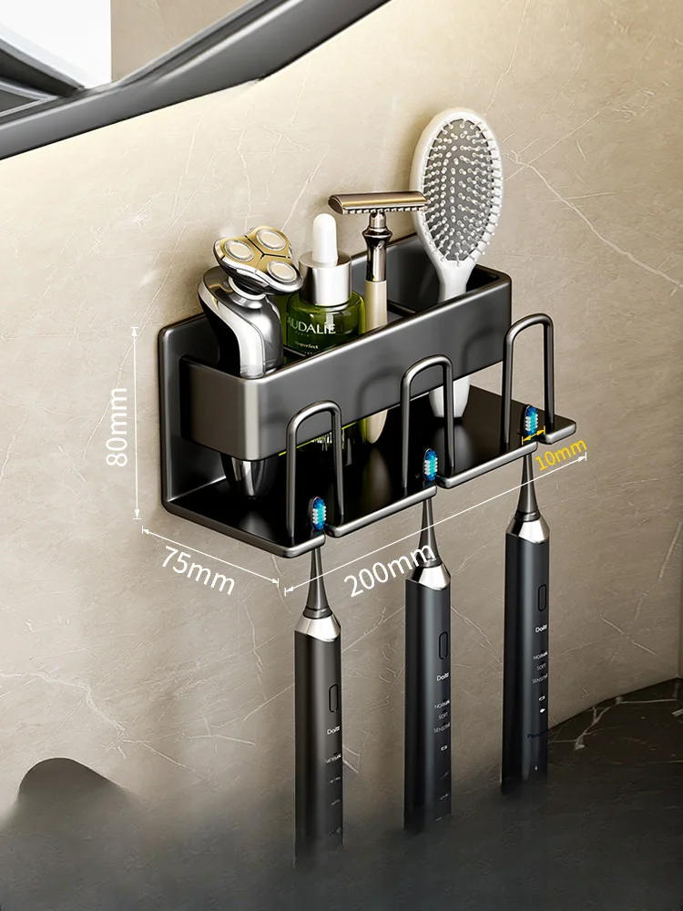 Toothbrush Rack Without Punching Mouthwash Cup Toothpaste Holder Wall-mounted Bathroom Storage Box Electric Toothbrush Holder