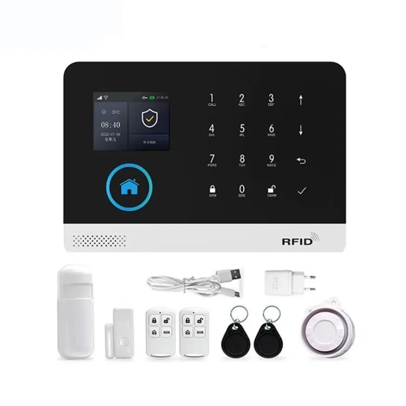 2026 New Style 2.4 Inch Screen Home Security Smart Tuya Alarm System WiFi+2G Version Works with Mobile App Remotely Control