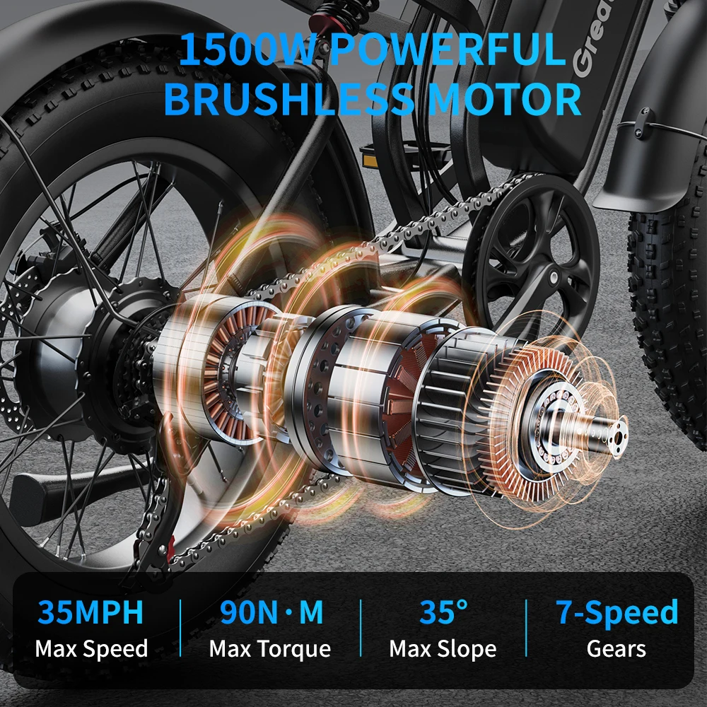 GREATWORK R8 Electric Bike 1000W Motor 52V 20Ah Battery E Mountain Bike 20*4.0