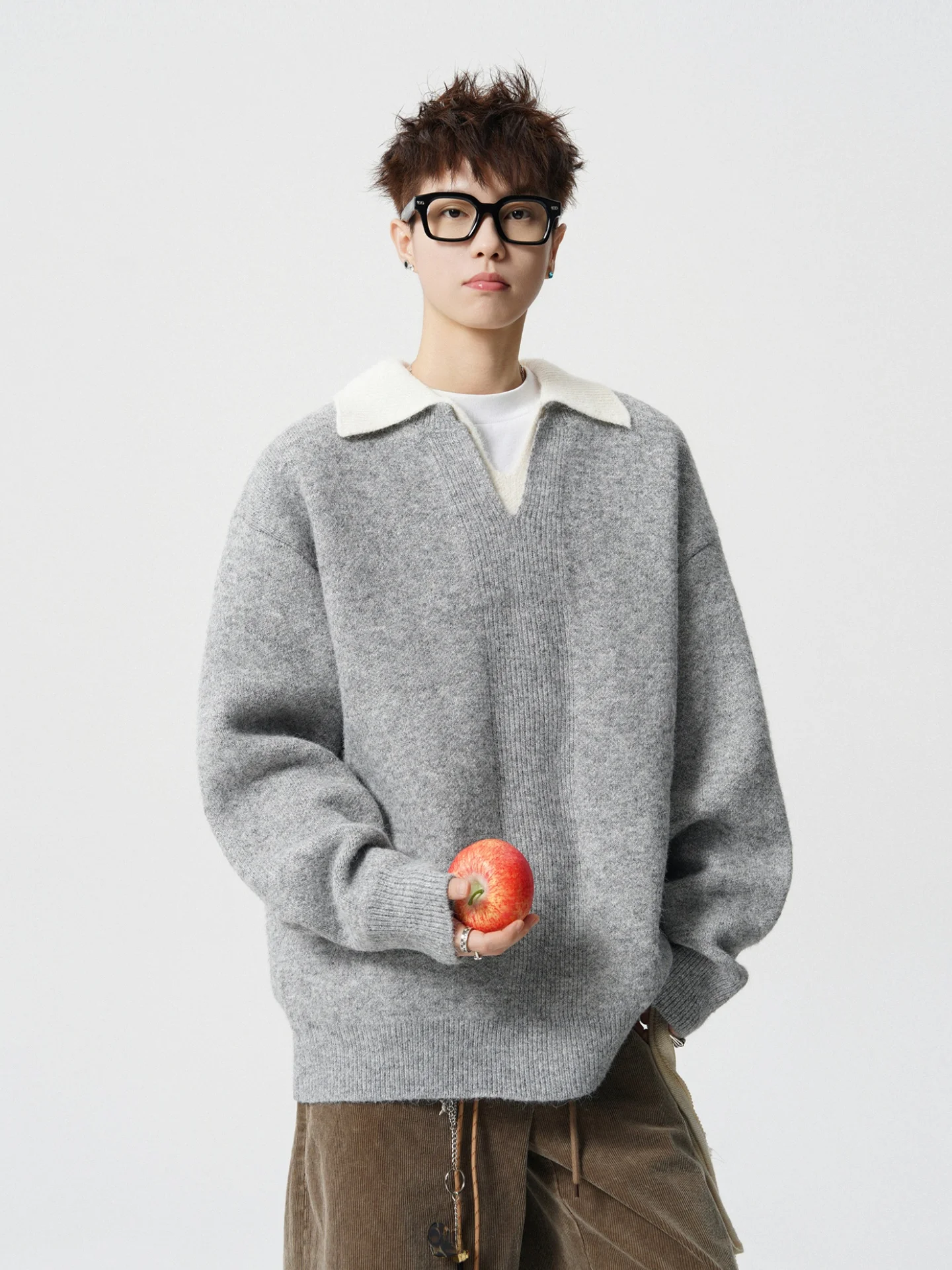 

Мужской вязаный свитер в стиле ретро с воротником «морской птицы», свободного кроя, повседневный, с элементами джемпера, для молодежи, на все сезоны