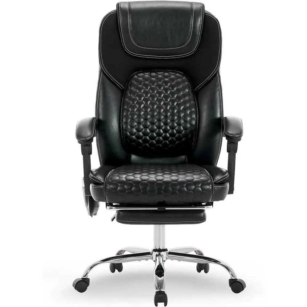 

Executive Oice Chair with Massage and Heat, Ergonomic Reclining Desk Chair with ootrest, Big and Tall High-Back Leather Computer