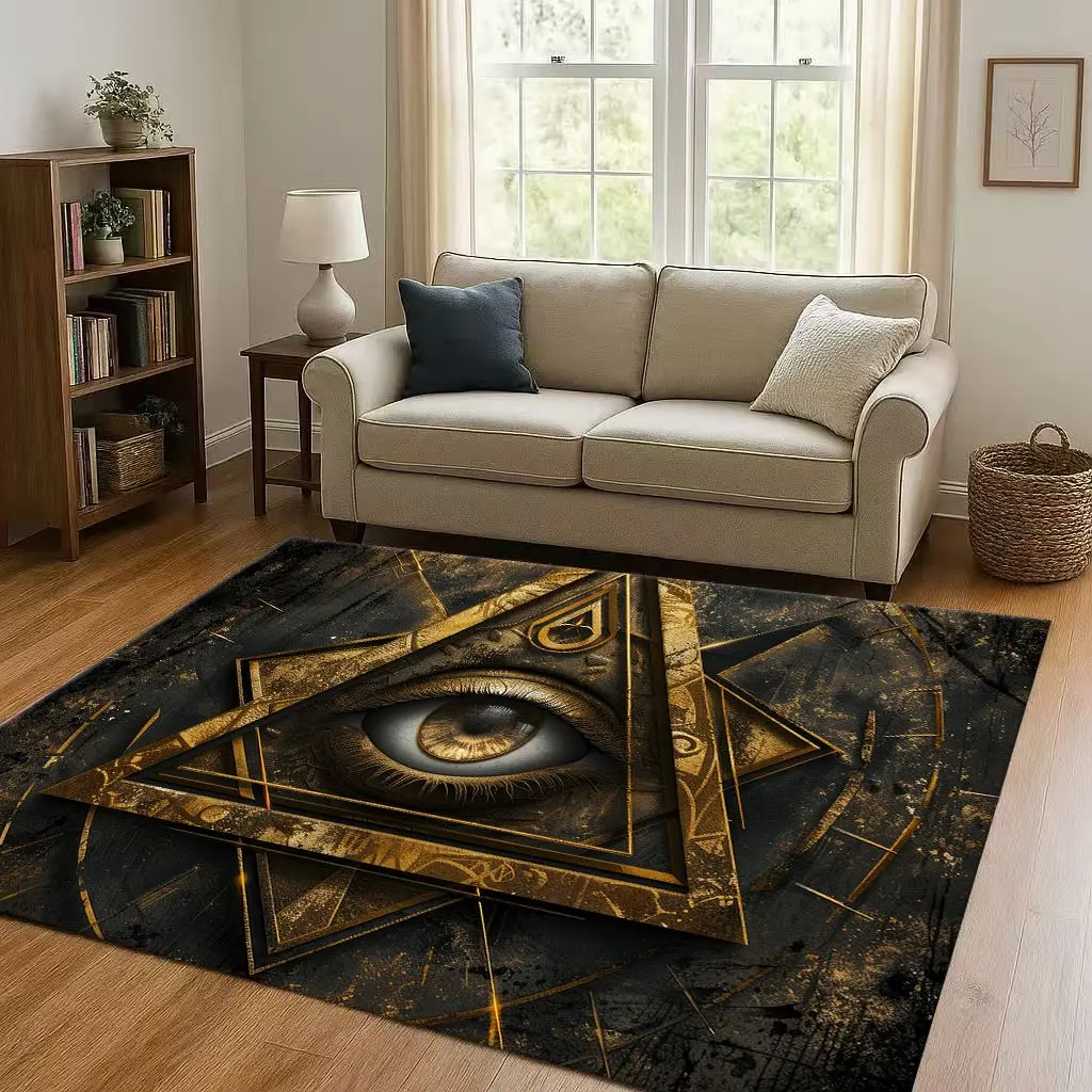 

Freemasonry All Seeing Eye Symbol Evil Eye Art Living Room Non-Slip Area Rug Carpet for Bedroom Playroom Sofa,Home Decor Doormat