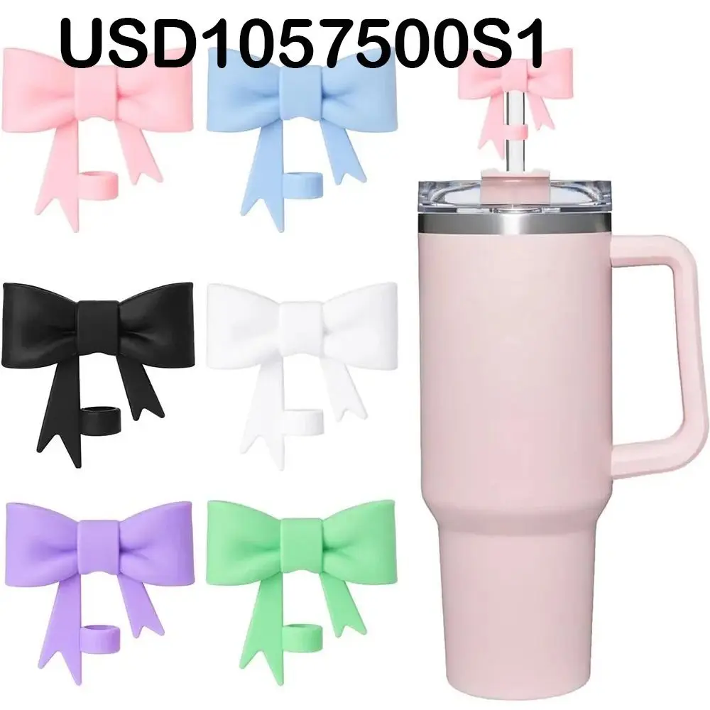 Splash Proof Silicone Straw Covers Reusable Dust Proof Plugs Protector Bow Straw Cover Cap Bowknot for /Tumbler Cup