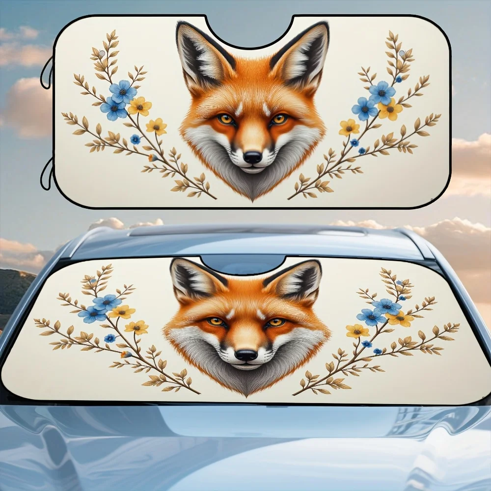 

1 шт., солнцезащитный козырек на переднее окно автомобиля с вышитым портретом лисы и декоративным узором, подходит для седанов, грузовиков и внедорожников, Grea