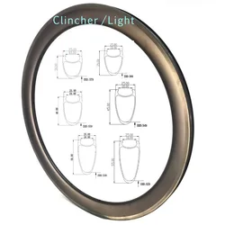 Light Weight 700C Road Bike Carbon Fibre Rims V Brake Clincher 25mm Width 30 35 40 45 55mm Depth Bicycle Circle