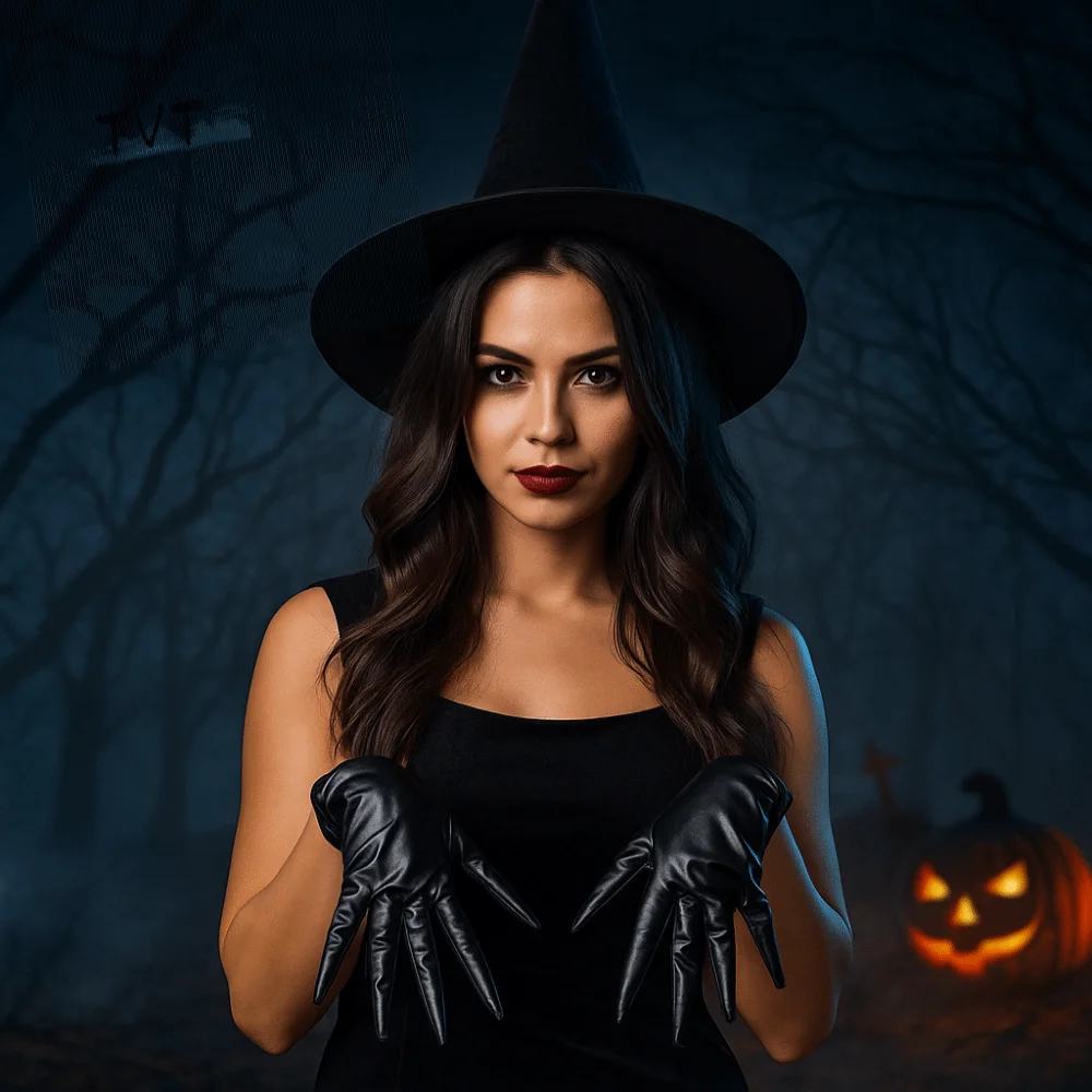 고딕 슬림 손가락 할로윈 장갑 짧은 검은 유령 발톱 장갑 성능 소품 PU 가죽 코스프레 의상 장갑 성인