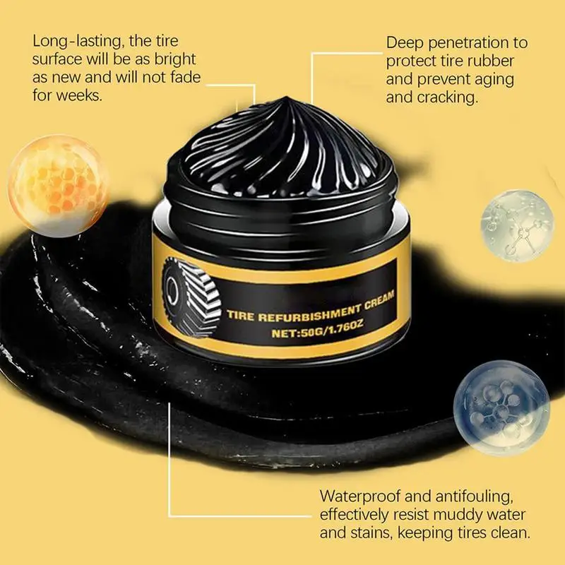 Long-Lasting Black Tire Shine Cleaning Essence 50g Tire Shine Gel Car Tire Care Agent Vehicle Tire Retreading Paste