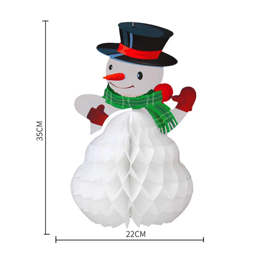 2pcs Snowman Hanging Decoration Honeycomb Christmas Pendant For Tree Party Room Office Paper Decor Festive Photo Props Xmas